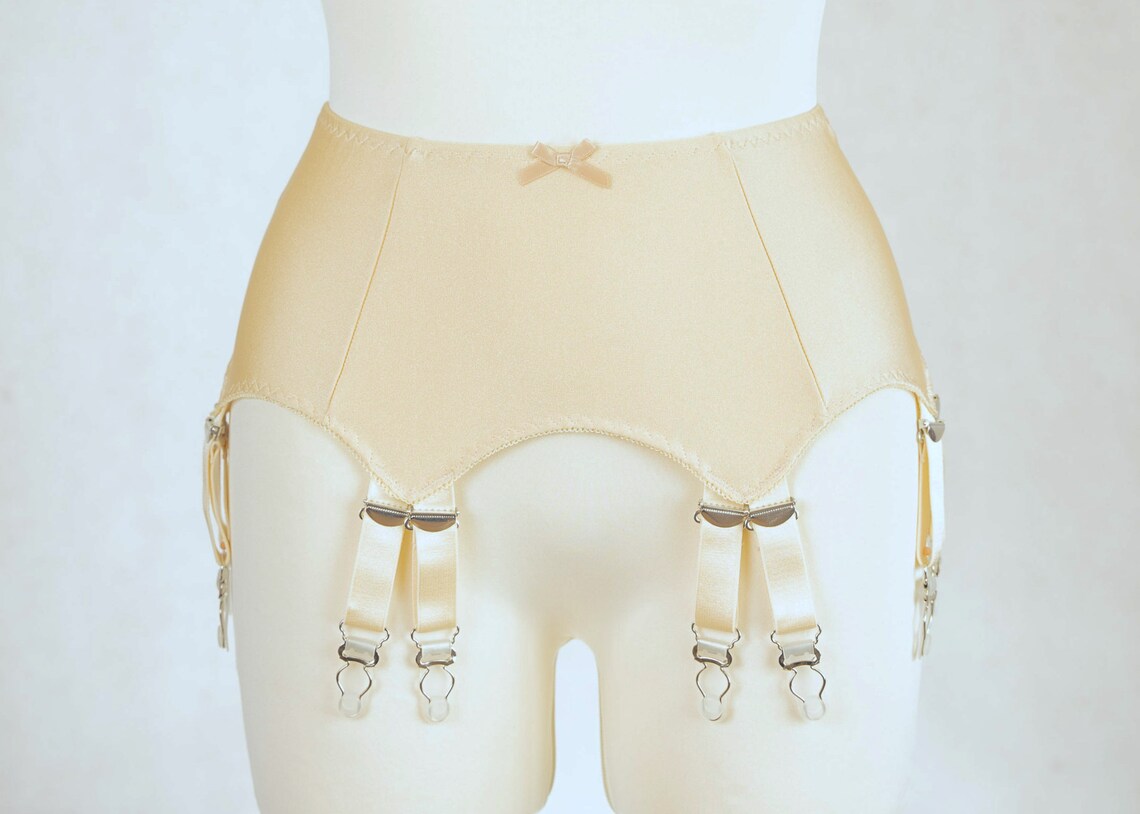 12 strap BILLIE E. Suspender Belt Garter Belt in Black Beige Etsy