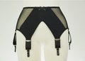 Black GRACE Semi Sheer V Style Garter Belt Wide Suspender Belt Size XS-3XL