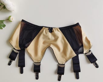 Wide V Style GRACE Suspenders in Beige Blue Red Green Pink Garter Belt size XS-3XL