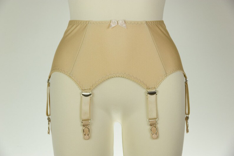 Beige GRETA Nude Retro Style Garter Belt 6 strap Suspender Belt Size XS-4XL