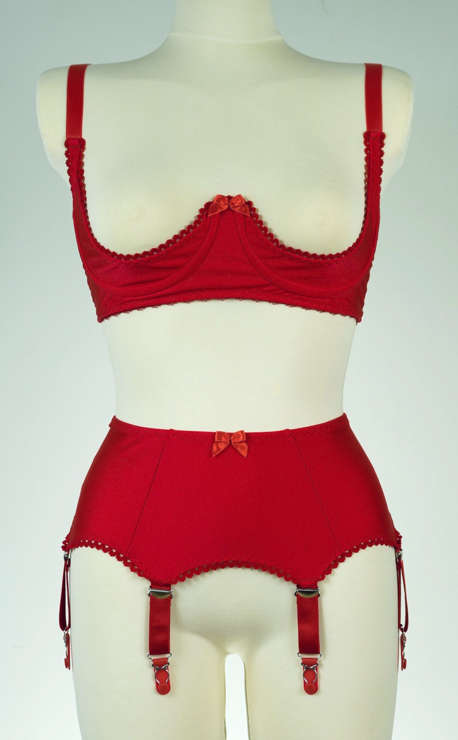 Red Greta High Waist Garter Belt 6 Strap Suspender Belt Size Etsy