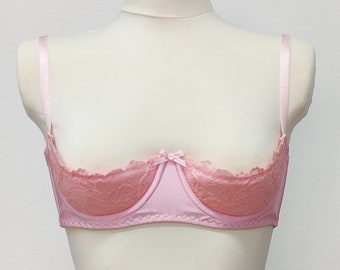 Pink Lace LUCY Shelf Bra Quarter cup bra