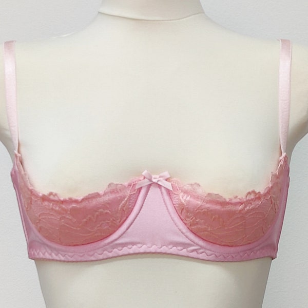 Pink Lace LUCY Shelf Bra Quarter cup bra