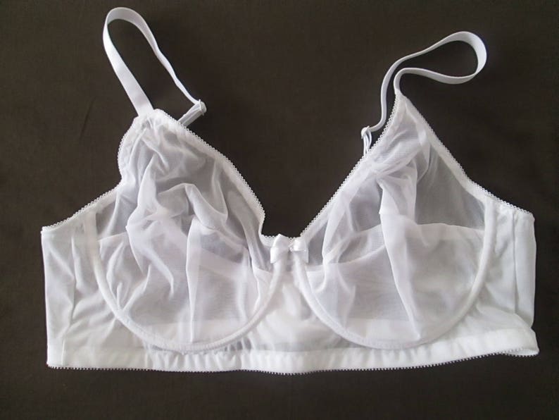 Sheer Black White Pink Beige LILY Transparent Underwired Bra White