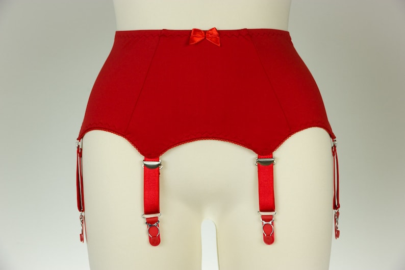 Red GRETA High waist Garter Belt 6 Strap Suspender Belt Size Etsy
