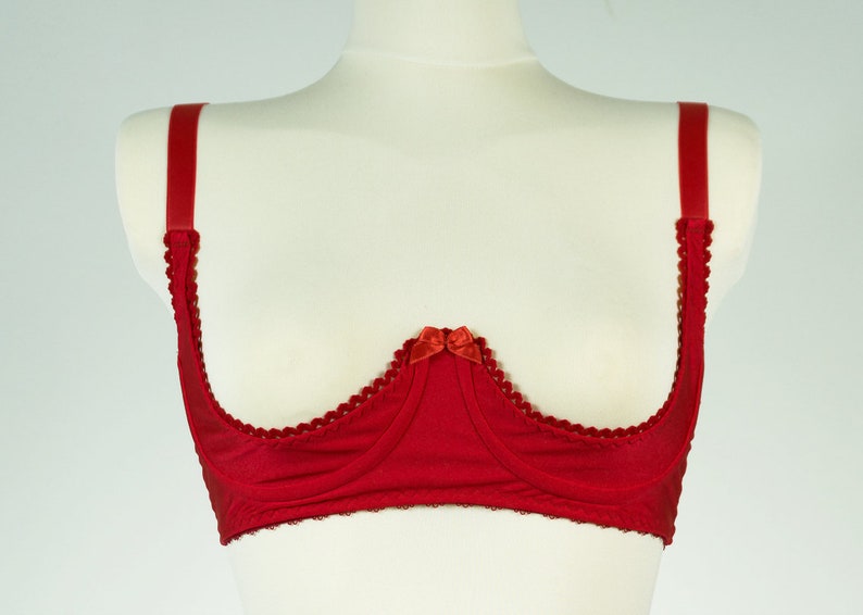 Red GINA Quarter Cup Shelf Bra Etsy Canada