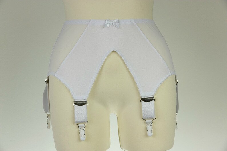 Black or White GRACE Semi Sheer V Style Garter Belt Wide Suspender Belt Size XS-3XL image 4