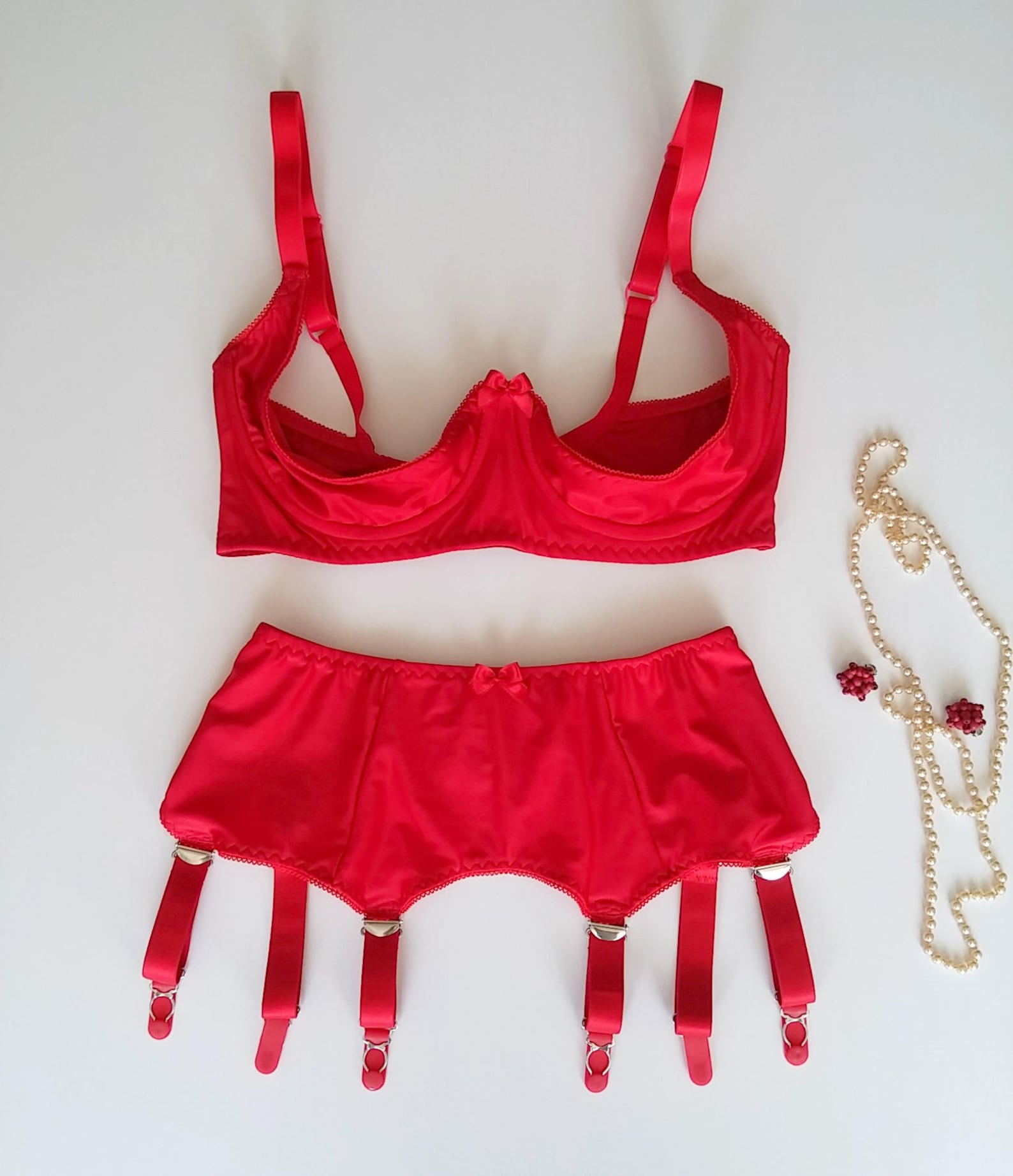 Red GRETA High Waist Garter Belt 6 Strap Suspender Belt Size Etsy