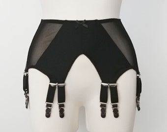 Black White Beige and Pink STELLA 12 strap garter belt suspenders XS-3XL
