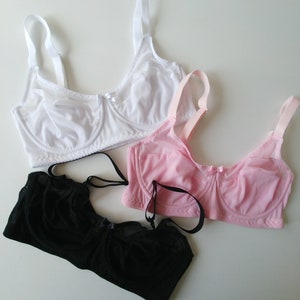 Sheer Black White Pink Beige LILY Transparent Underwired Bra Pink