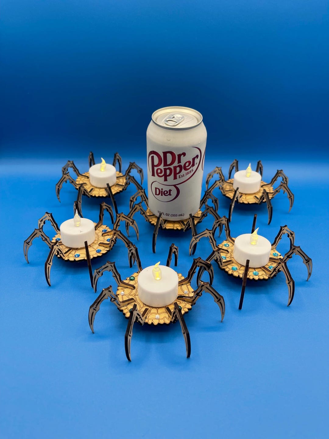 Set of 6 Laser Cut Wooden Halloween Spiders – Drink Coasters/tea Light ...