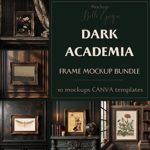 10 Dark Academia-rammodellpaket för väggkonst (Canva-mall, digital nedladdning)