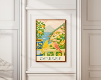Costa d’Amalfi Print: Illustrated Positano Italy Art (Digital Download)