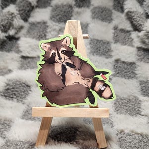 Autocollant imperméable en vinyle Raton laveur meth