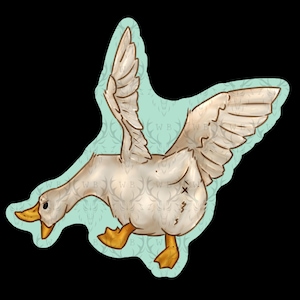 Quack Off Duck w / Wegerich (nicht Banane) Holographischer Vinyl wasserfester Aufkleber anpassbar