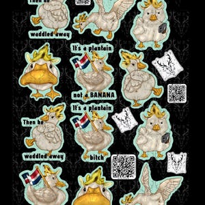 Pack d'autocollants pour canard dominicain plantain (pas banane) Pack d'autocollants imperméables en vinyle holographique