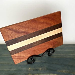 Mini Mahogany, Walnut & Maple Cutting Board – Handmade Wooden Chopping/Serving Board