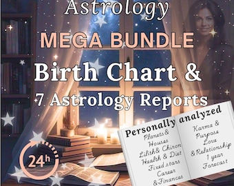 Personalized Birth Chart Reading: In-Depth Natal Astrology 8-in-1 Report. (Digital Download)