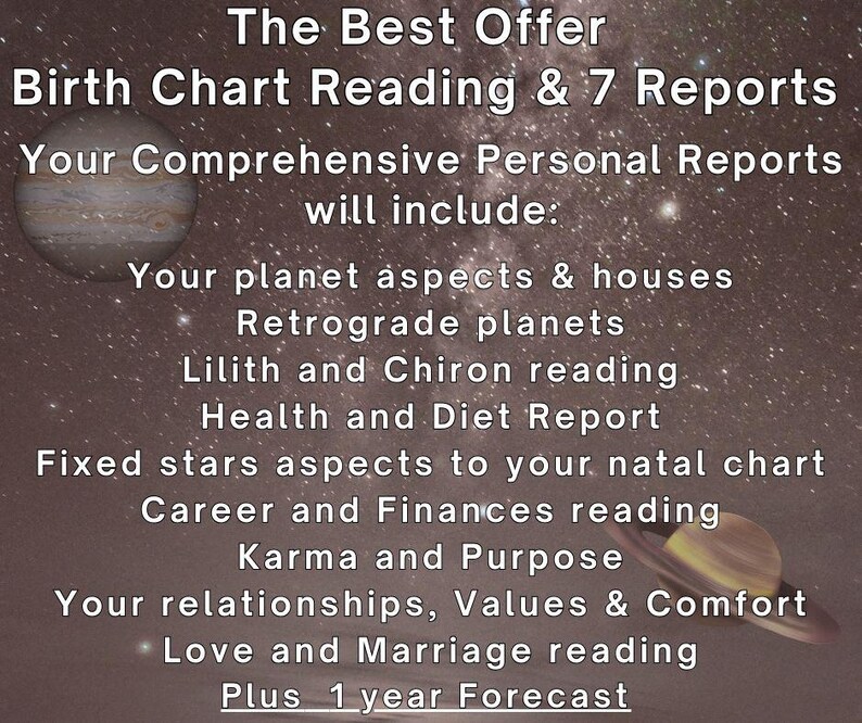 Personalized Birth Chart Reading: In-Depth Natal Astrology 8-in-1 Report. (Digital Download) imagen 2