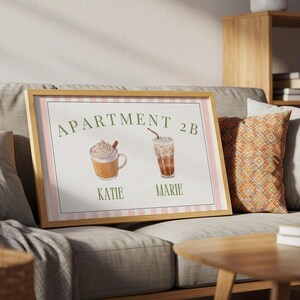 Custom 2 Roommates Coffee Print Personalized Name Coffee Poster Trendy College Apartment Decor College Girls Dorm Gift Idea Digital Download