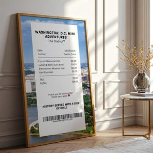 Modern Washington DC Receipt Printable Wall Art Trendy DC Poster College Dorm Print Washington DC Apartment Wall Decor Digital Download