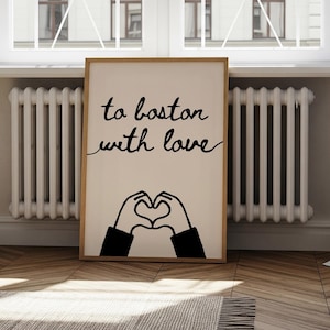 Boston Print Boston Wall Art Boston Massachusetts Art Minimalist Hand Drawn Heart Poster Boston Love Decor Boston MA Poster Digital Download