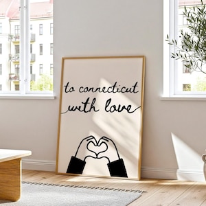 Connecticut Print Heart Poster Trendy Connecticut Decor Hand Drawn Artwork Connecticut Gift Connecticut Heart Poster Digital Download