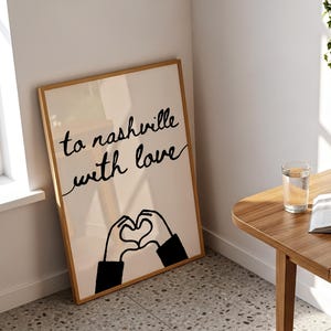 Nashville Print Hand Drawn Heart Hands Poster Nashville Apartment Decor Nashville Love Poster Nashville TN Wall Art Print Digital Download