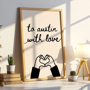 Austin Wall Art Print: Trendy Hand-Drawn Heart Texas Printable Poster, Apartment Wall Decor (Digital Download)