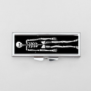 Skeleton Rectangle Pill Box - Floral Pill Case, Floral Pill Box, Pill Organizer, Pocket Pharmacy, Trinket Box, Pill Case, Pill Holder