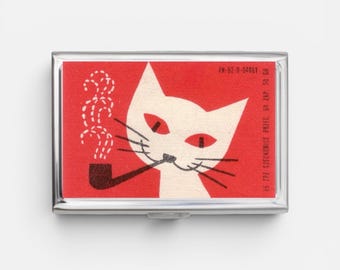 Cat Stamo Cigarette Cigarette Case OR Card Holder - Joint Case, Smokers Gift, Zigarettenetui, Cigarette Case, Business Card, ID Holder