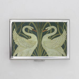 Schwäne Zigaretten Etui ODER Kartenhalter - Florales Design, Blumen, William Morris, Schwanen Druck, Zigarettenetui, Visitenkarte, Ausweishalter