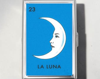 La Luna Cigarette Case OR Card Holder - Moon Artwork, Loteria Cards, Mexican Bingo, Art Decor, Cigarette Case, Business Card, ID Holder