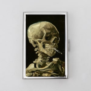 Skeleton Smoking Cigarette Zigarettenetui ODER Kartenhalter - Gelenkhülle, Rauchergeschenk, Makabre Kunst, Zigarettenetui, Visitenkarte, Ausweishalter