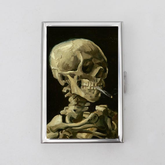 Skeleton Smoking Cigarette Cigarette Case OR Card Holder