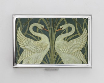 Jugendstil-sigarettenkoker OF-kaarthouder - klaprozen, portemonnee bloemen, zilveren portemonnee, reizen, kunst aan de muur sigarettenkoker, visitekaartje, ID-houder