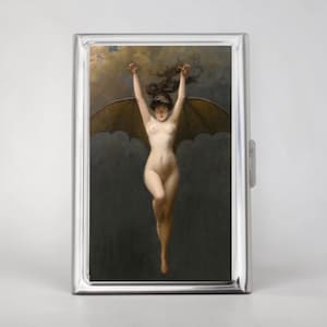 Porta-cigarros ou porta-cartões Bat-Woman - Albert-Joseph Pénot, Arte Macabra, Decoração de Parede Gótica, Porta-cigarros, Porta-cartões de visita, Porta-identificação