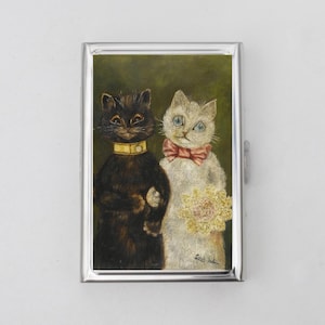 Katzen Hochzeit Zigaretten Etui ODER Kartenhalter - Katzen Geschenk, Geburtstagsgeschenk, Hochzeitsgeschenk, Zigarettenetui Art Zigarettenetui, Geschäft, Ausweishalter