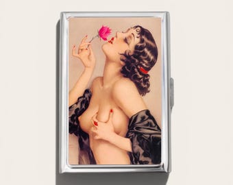 Memories of Olive Cigarette Case OR Card Holder - Pin up Art, Pin up Girl Case, Gil Elvgren, Cigarette Case, Business Card, ID Holder
