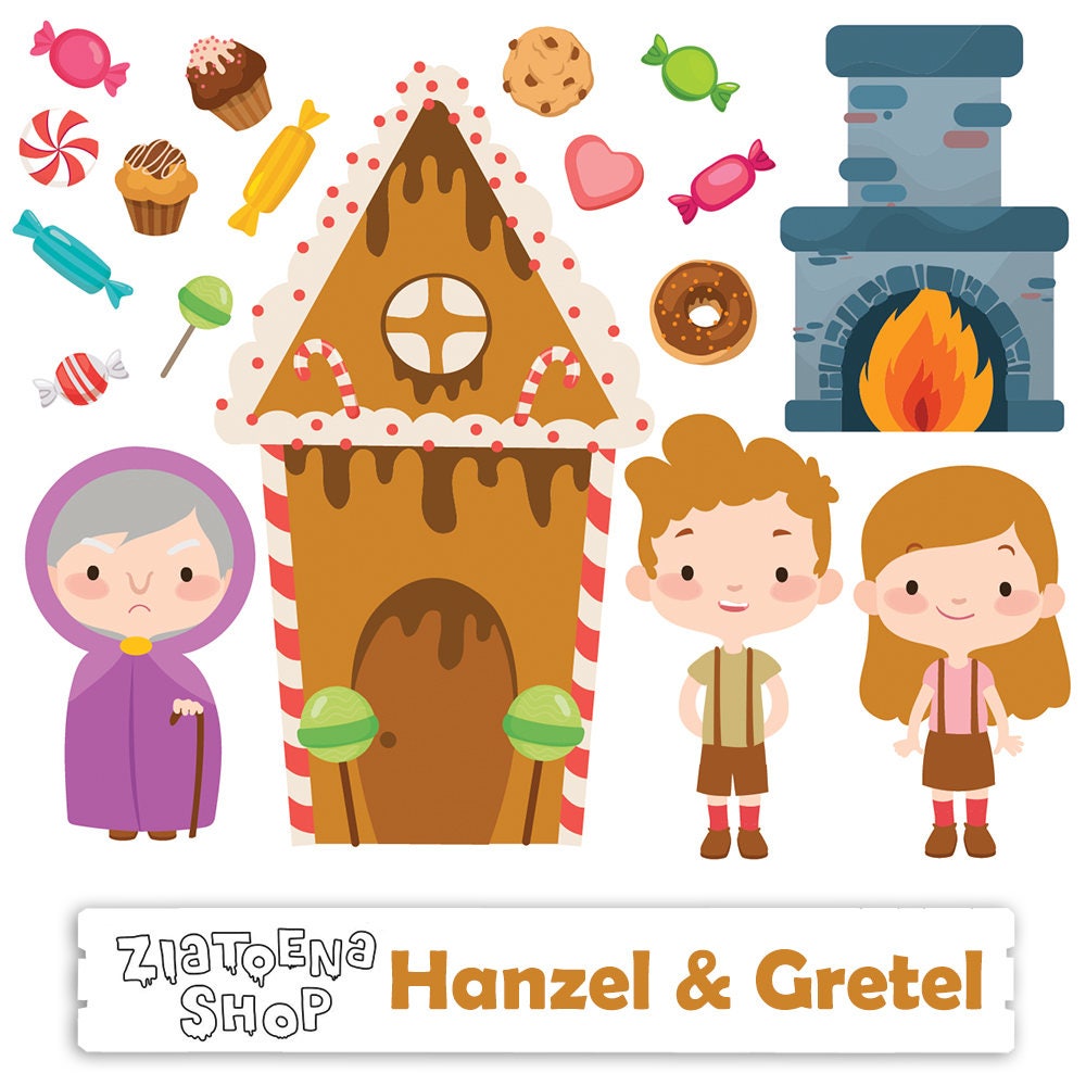 Hansel and Gretel Fairy Tale Clip Art Candy Clipart Candy | Etsy
