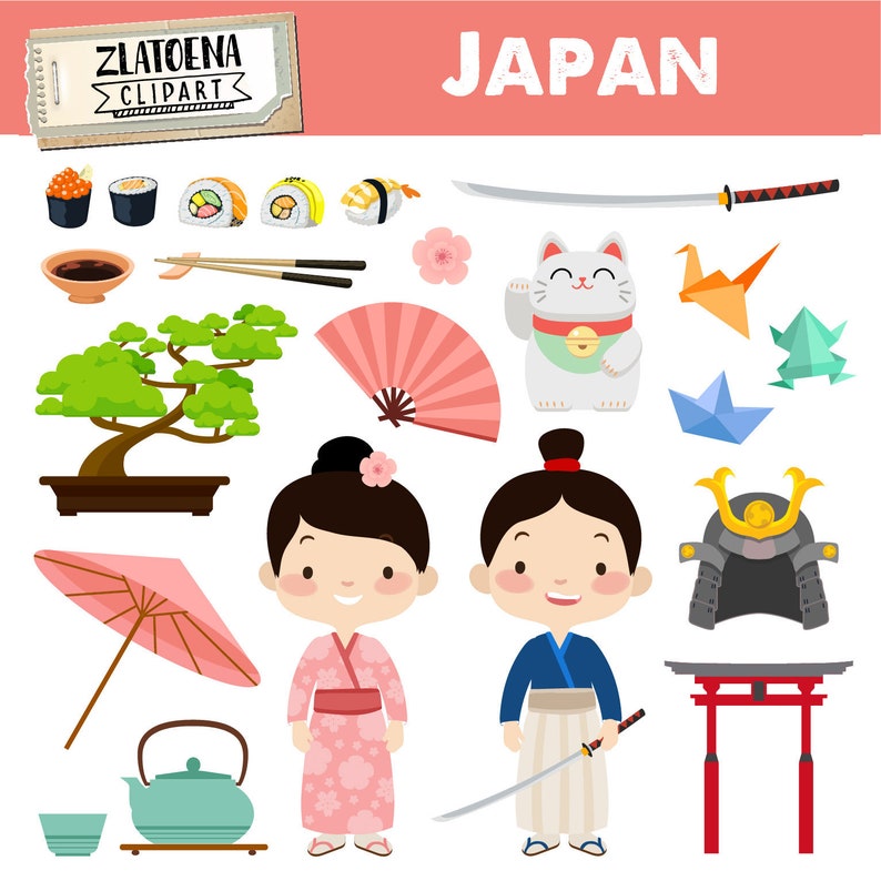  Japan clipart Japanese clip art Geisha Samurai clipart 