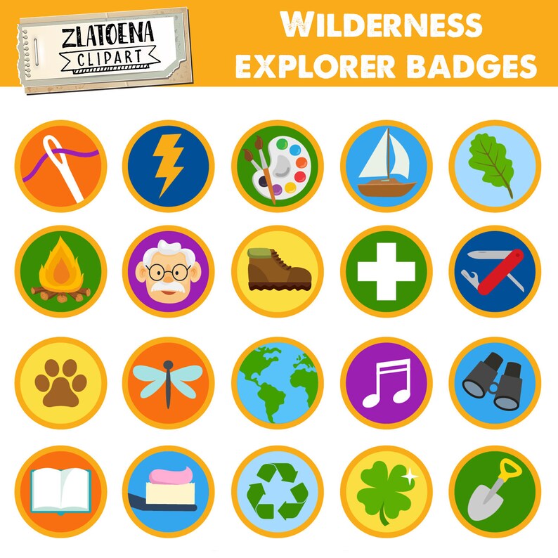 Wilderness Explorer Badges clipart Badges clipart Scout Etsy
