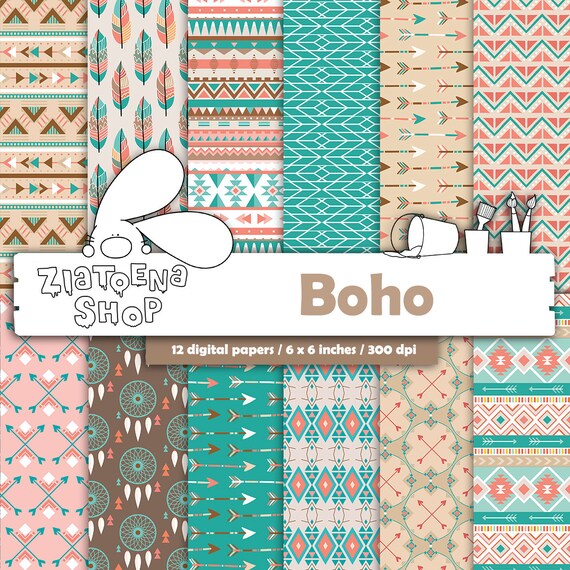 Boho Digital Paper Boho Pattern Tribal Digital Paper Ethnic Etsy Boho Digital Paper Boho Pattern Tribal Digital Paper Ethnic Etsy