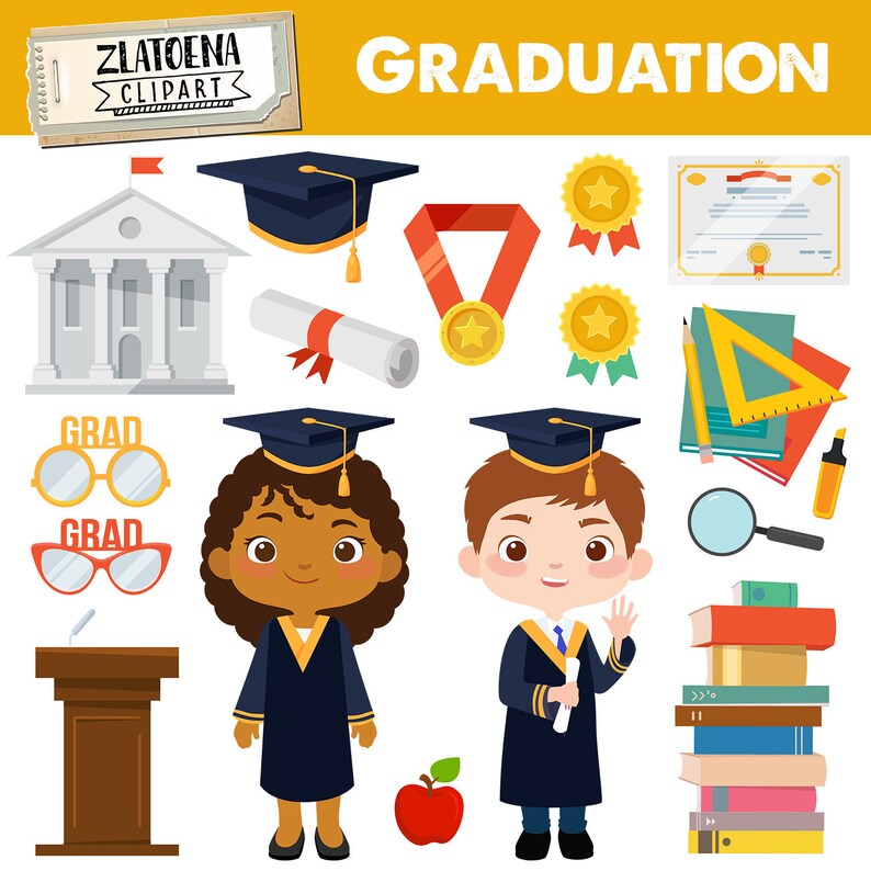Graduation Clip Art School Clipart Graduation graphics Grad clipart End of School Graduation Kids Digital Graduation Papers Diploma clipart