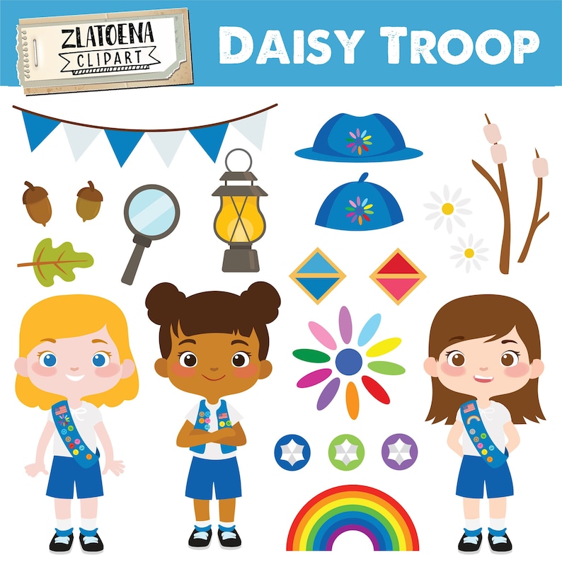 Daisy Troop Clip art Scout Girl Clip art Camping Digital Kids Etsy