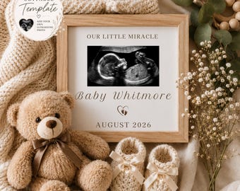 Editable Boho Pregnancy Announcement Template, Neutral Baby Reveal Sign (Digital Download)