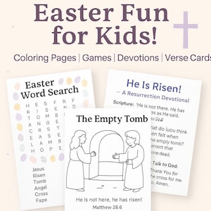 Christian Easter Activity Pack for Kids | Resurrection Printables | Sunday School Coloring Pages, Devotional & Bible Games