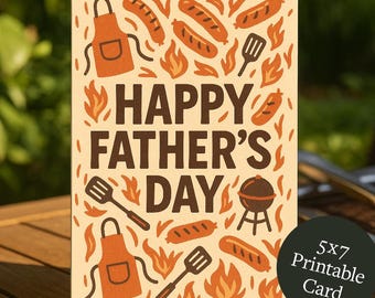 Printable Father's Day Card | Happy Father's Day Grill Master | Digital Download | Print PDF