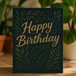 Cartão de Aniversário para Imprimir | Folhagem de Feliz Aniversário | Download Digital | Imprimir PDF