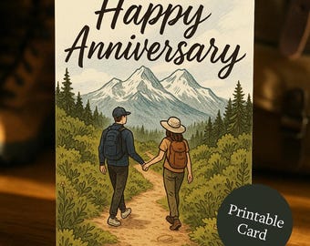 Carte d'anniversaire imprimable | Joyeux anniversaire de randonnée en plein air | Téléchargement numérique | Imprimer le PDF